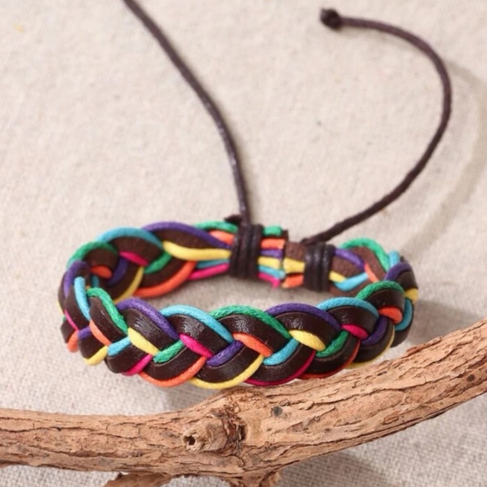 Leather Braided Multicolor Bracelet